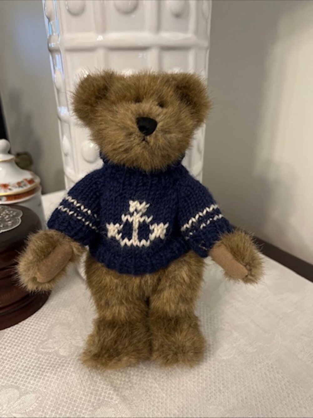VTG Boyds Bears Archive Collection Bear with Knit Anchor Sweater-1998 - 8 inches